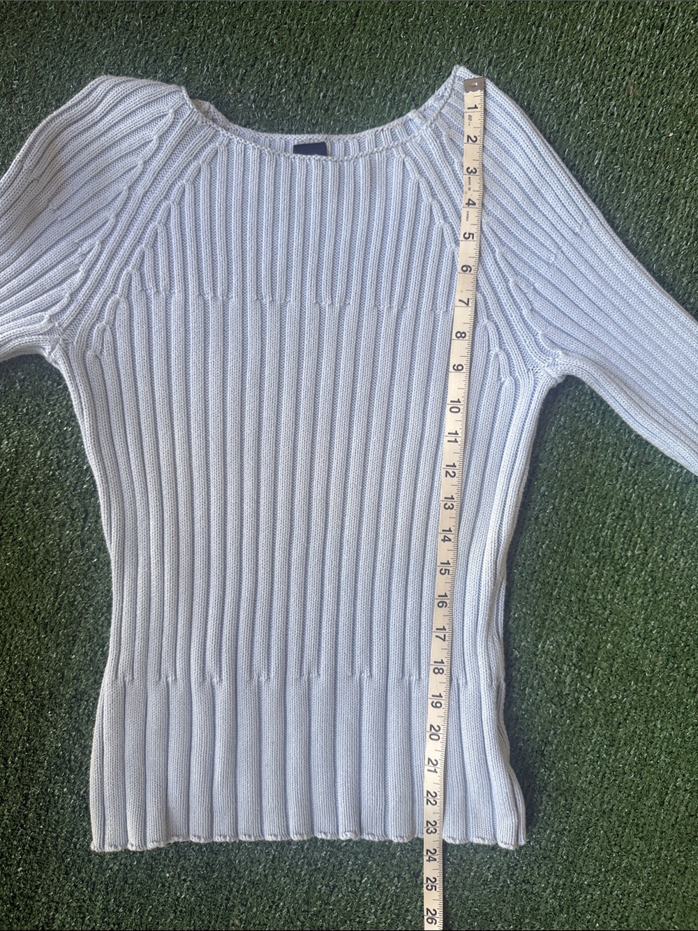 GAP Light Blue Ribbed Scoop Neck Sweater - Picture 7 of 8
